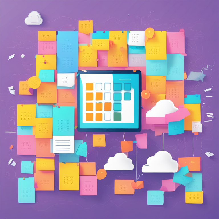 Ilustración comparando notas desorganizadas con un calendario digital ordenado, mostrando el paso del caos a un plan claro.