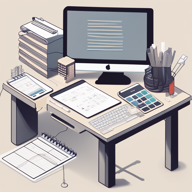 Ilustración isométrica que contrasta un escritorio caótico con un escritorio freelance organizado con herramientas de gestión de proyectos, tiempo y facturación.