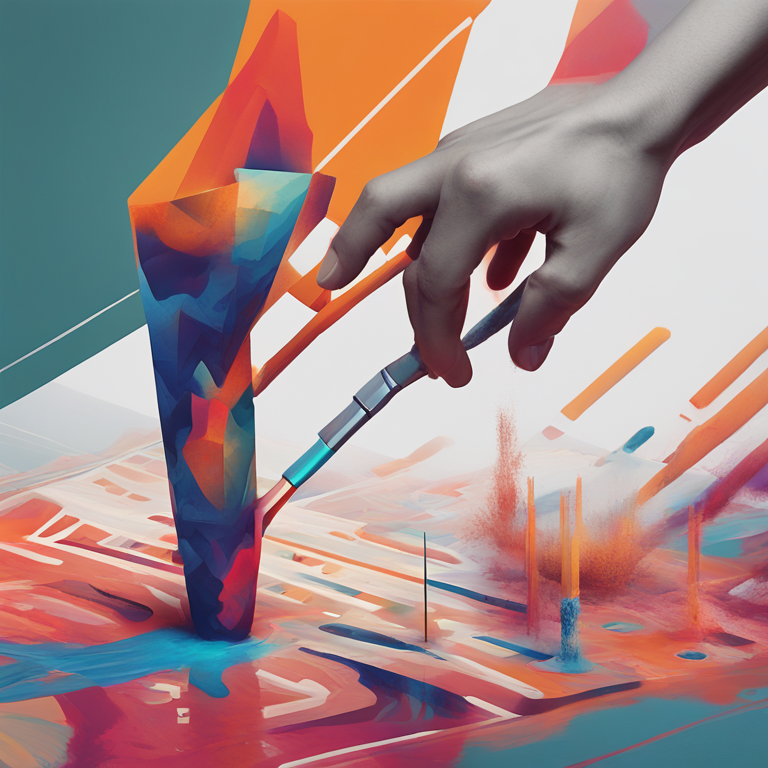 Una mano humana añade una pincelada de pintura a una creación digital de IA, simbolizando la importancia del toque humano.