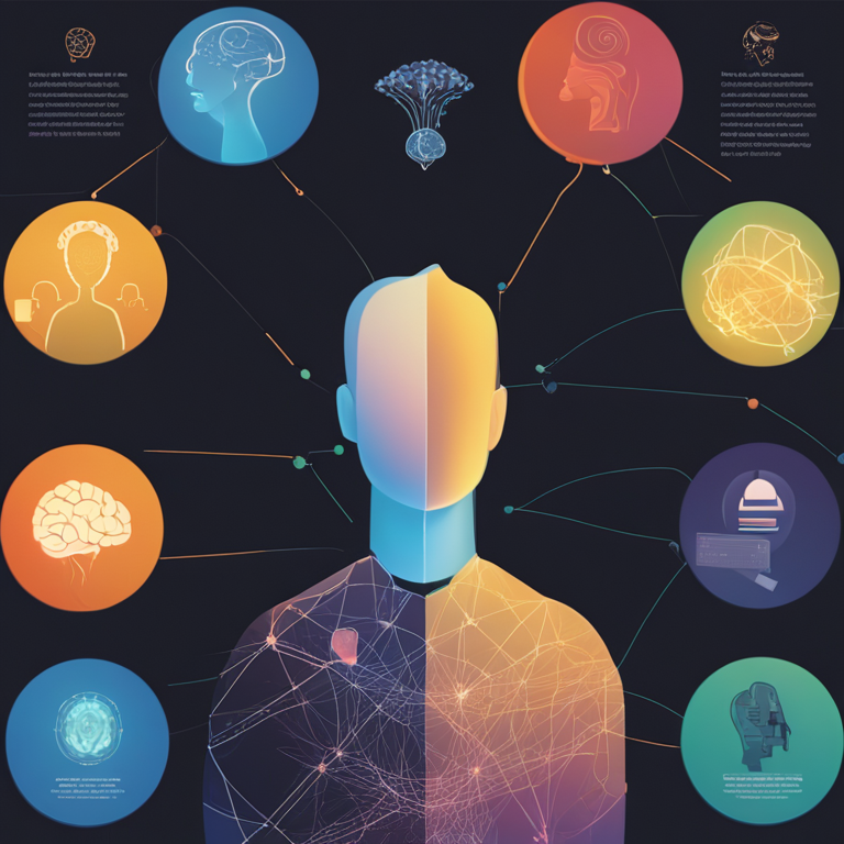 Infografía que muestra los cuatro miembros del equipo virtual de IA: Estrategia (cerebro luminoso), Diseño (paleta de artista), Contenido (pluma y teclado) y Operaciones (engranajes conectados).
